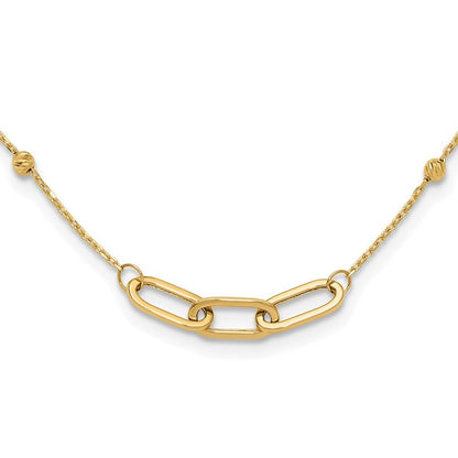 14k Yellow Gold Polished and Diamond-cut Fancy Necklace