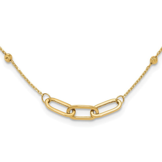 14k Yellow Gold Polished and Diamond-cut Fancy Necklace