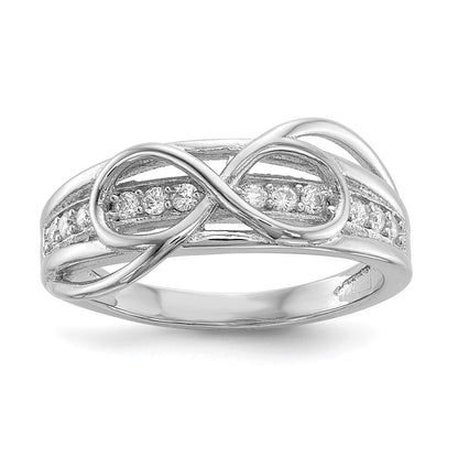 Sterling Silver Rhodium-plated Cubic Zirconia Infinity Ring Size 6
