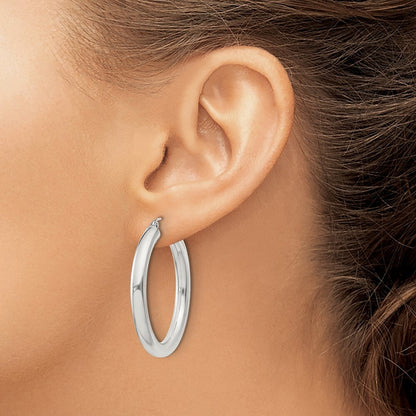 Sterling Silver 4mm Round Hoop Earrings