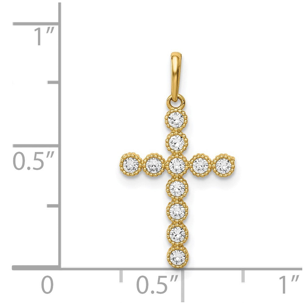 14k Yellow Gold Cubic Zirconia Cross Pendant