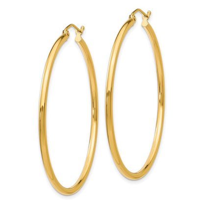 14k Yellow Gold Polished 2x45mm Tube Hoop Earrings