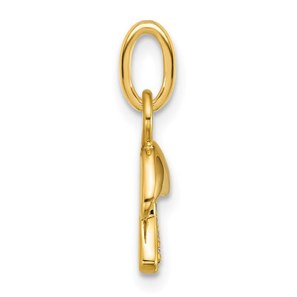 14k Yellow Gold Polished Diamond Mushroom Charm
