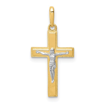 14k Two-tone Gold Crucifix Pendant for Women