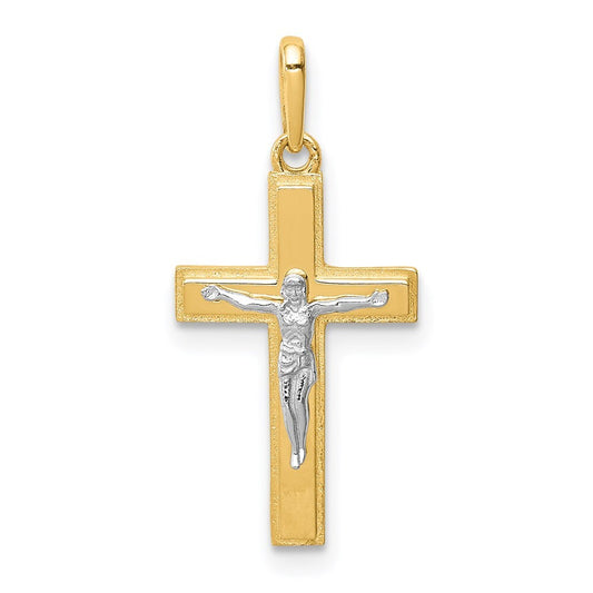 14k Two-tone Gold Crucifix Pendant for Women