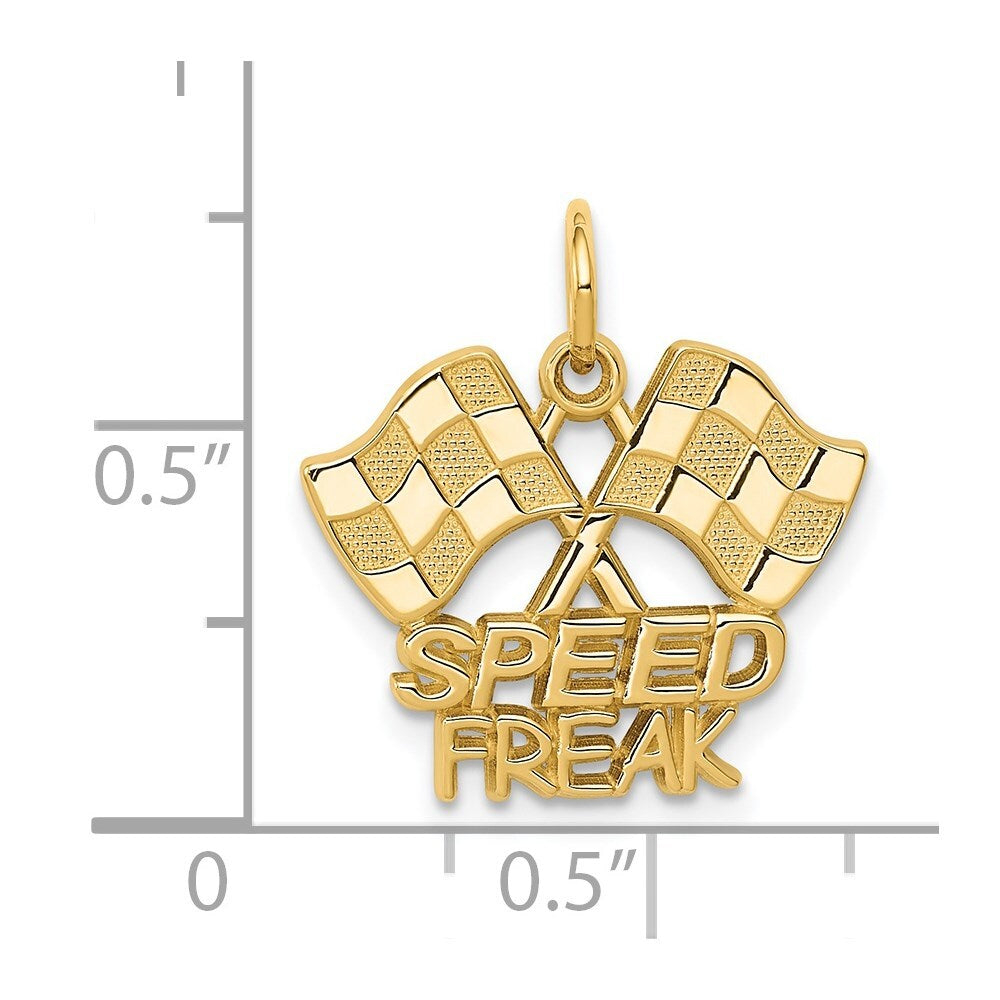 14k Yellow Gold Racing Flags SPEED FREAK Charm Pendant for Women