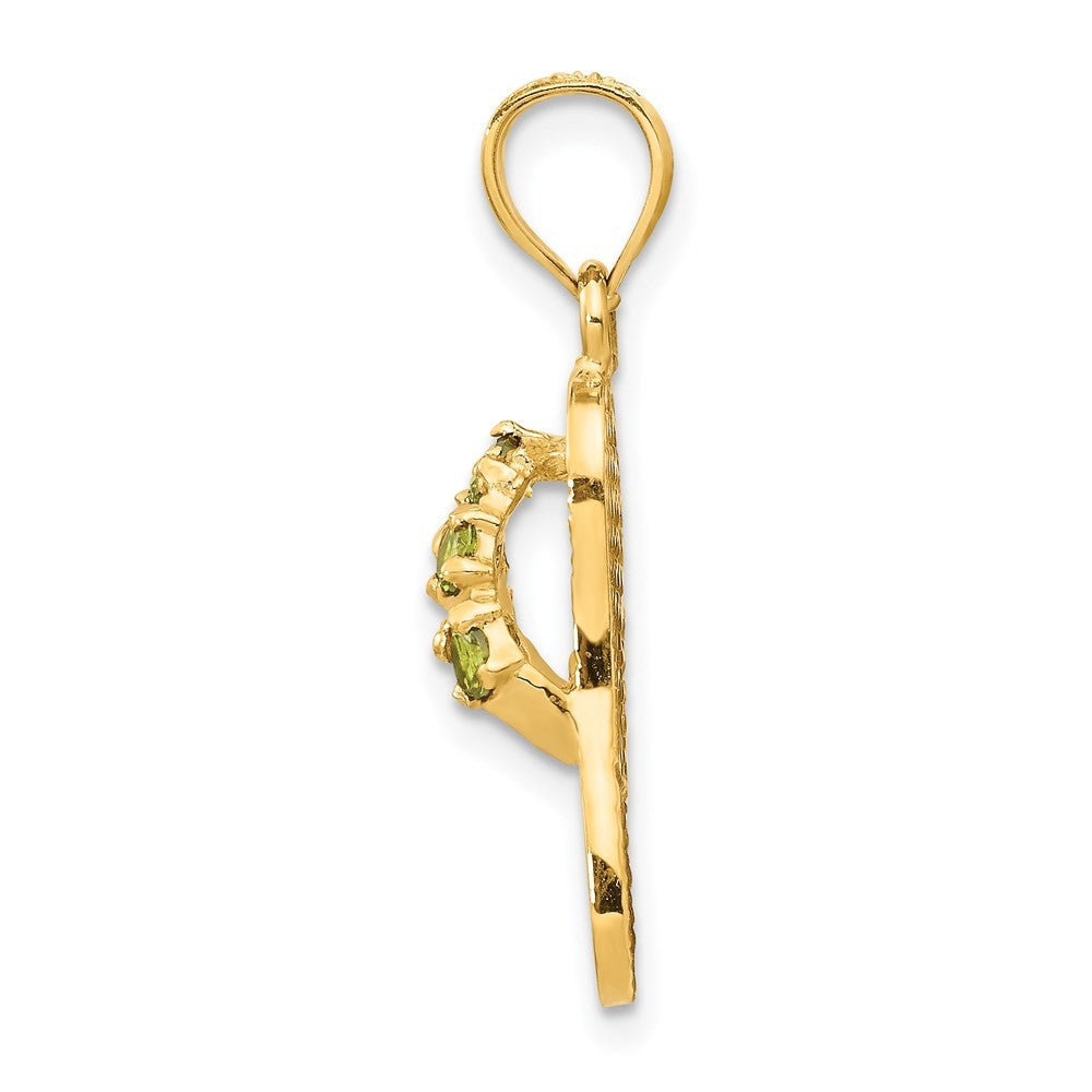 14k Yellow Gold 3D August/CZ Birthstone Flip Flop Pendant