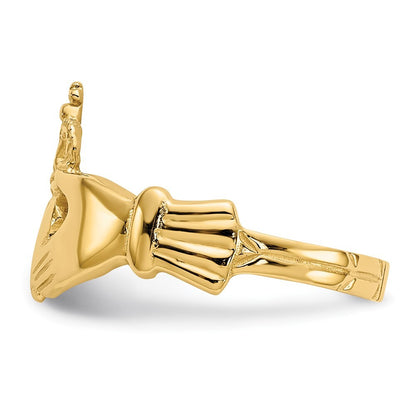 14K Yellow Gold Polished Claddagh Ring