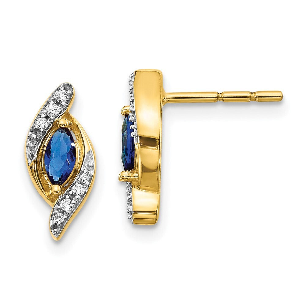 14k Yellow Gold Diamond and Sapphire Drop & Dangle Earrings