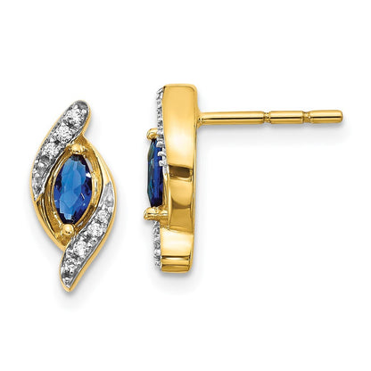 14k Yellow Gold Diamond and Sapphire Drop & Dangle Earrings
