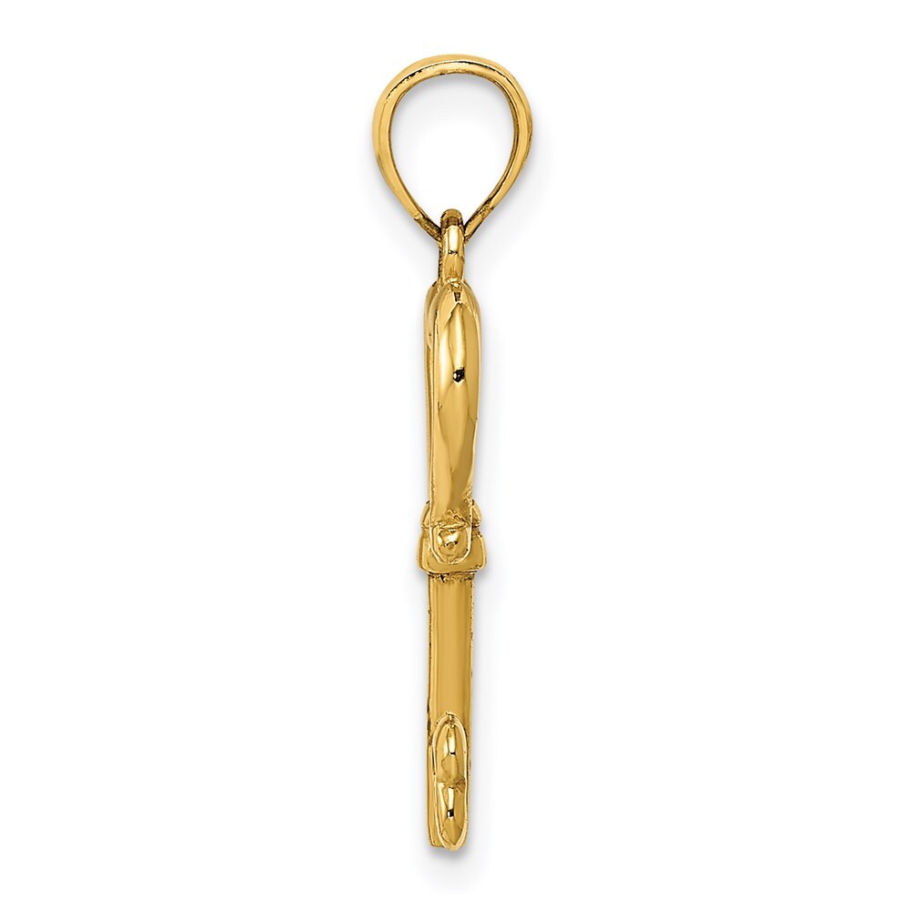 14k Yellow Gold Polished 3D Heart Key Pendant for Women