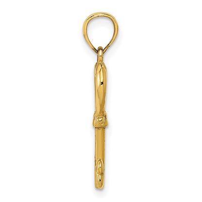 14k Yellow Gold Polished 3D Heart Key Pendant for Women
