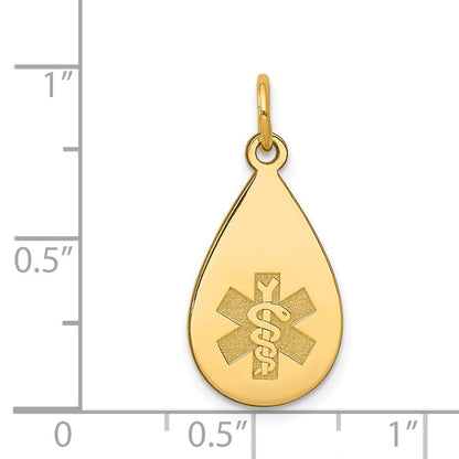 14k Yellow Gold Medical Jewelry Unenameled Pendant for Women