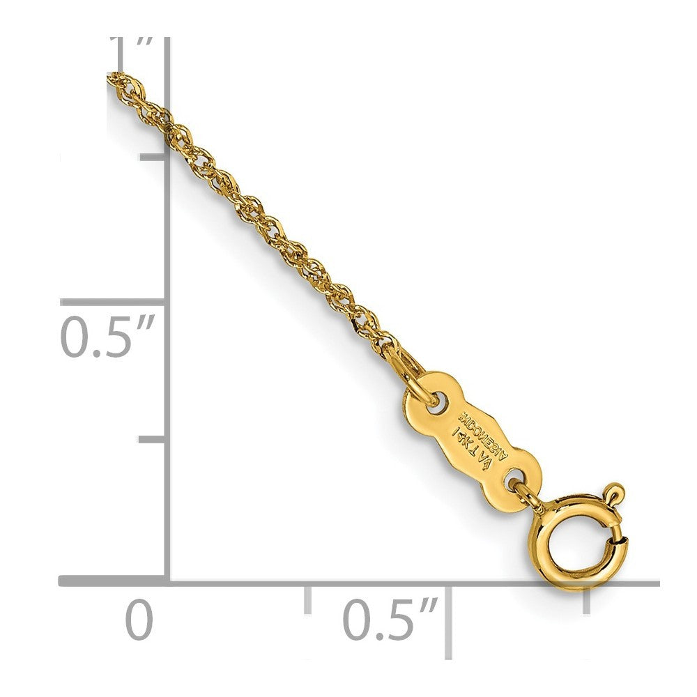 14k Yellow Gold 10 inch 1.1mm Ropa with Spring Ring Clasp Anklet