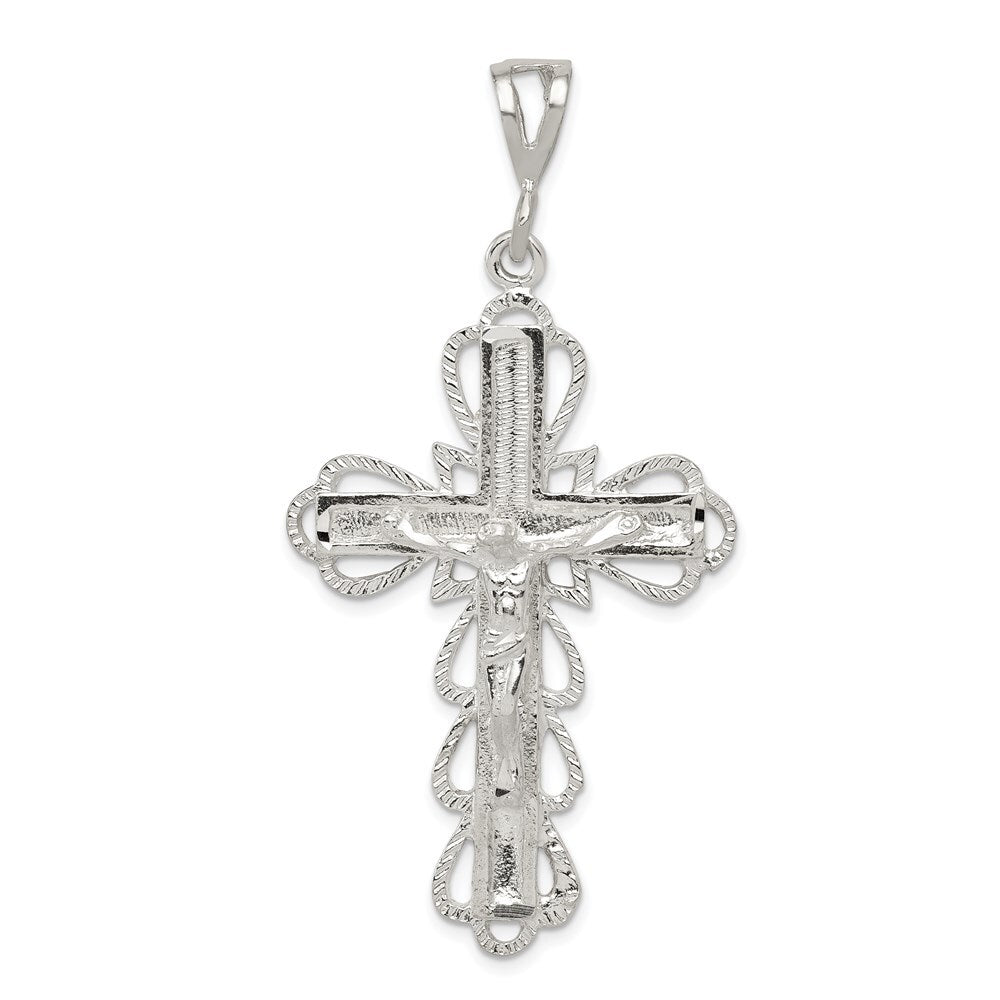Sterling Silver Diamond-Cut Crucifix Pendant Holiday Gift for Women