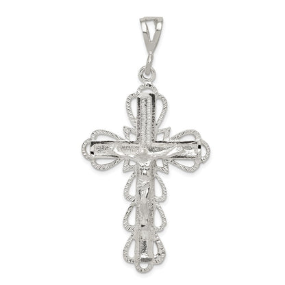Sterling Silver Diamond-Cut Crucifix Pendant Holiday Gift for Women