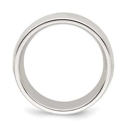 Sterling Silver 8mm Comfort Fit Half Round Milgrain Size 5 Band