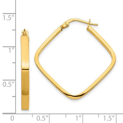 14k Yellow Gold 2x2mm Square Hoop Earrings