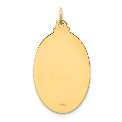 14k Yellow Gold Solid Polished Satin Medium Oval St. Christopher Medal