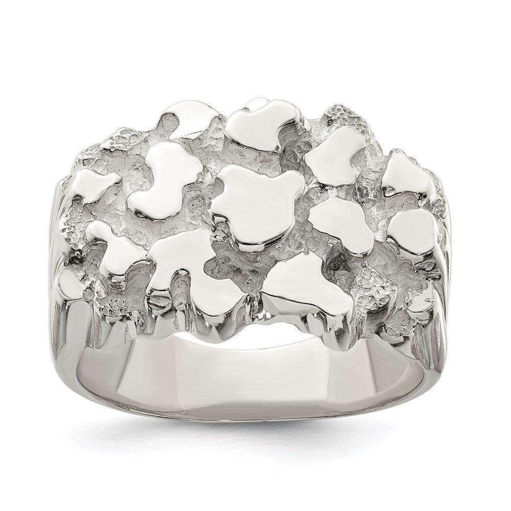 Sterling Silver Men's Nugget Ring Size 9