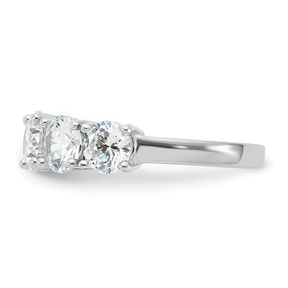 Sterling Silver Rhodium-plated Cubic Zirconia 5-Stone Ring Size 6