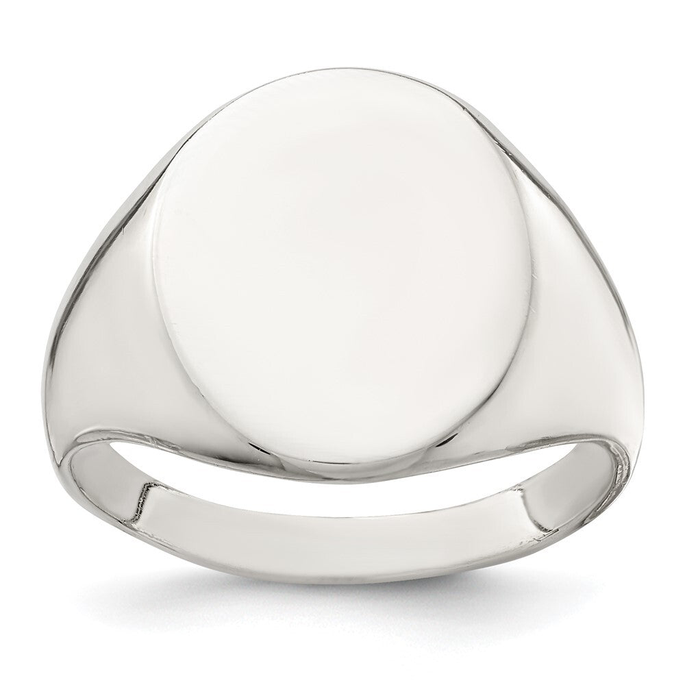 Sterling Silver 17x13mm Closed Back Signet Ring Size 11