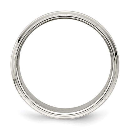 Sterling Silver 8mm Flat with Step Edge Size 10 Band Ring