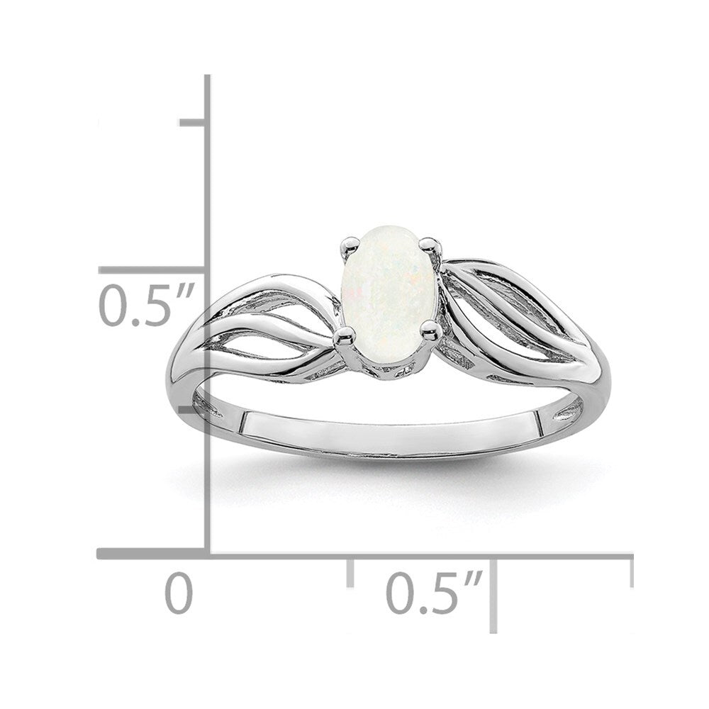 Sterling Silver Rhodium-plated Created Opal Ring