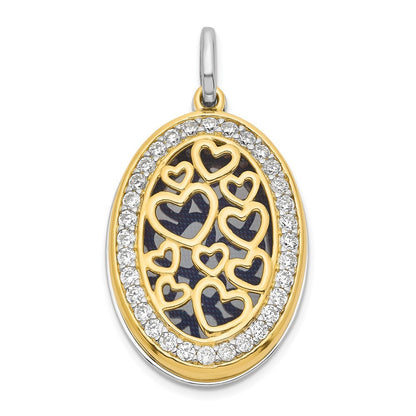 Sterling Silver Yellow & White Heart Cubic Zirconia 26mm Swing Locket