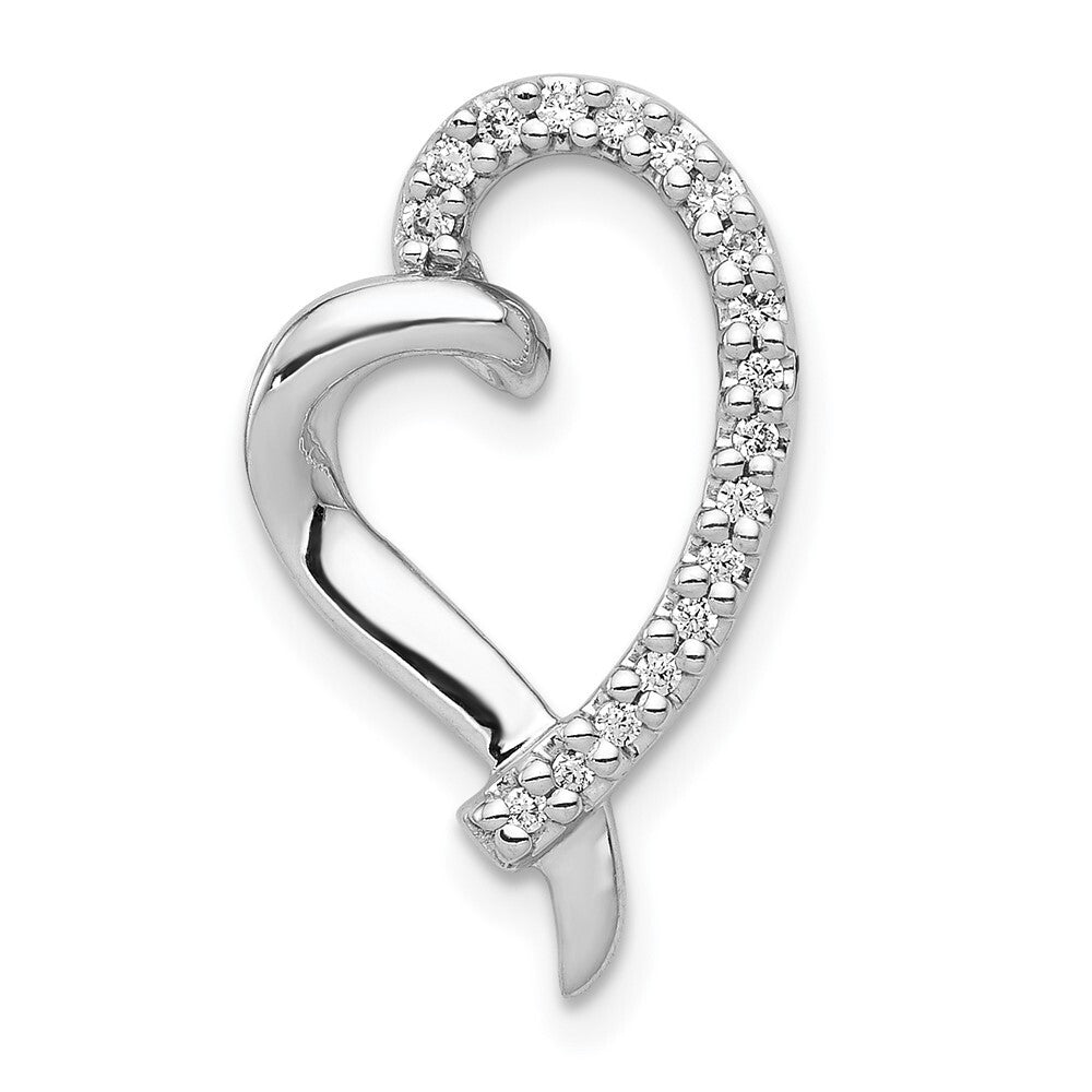 14k White Gold 1/10ct. Diamond Heart Chain Slide Pendant for Women