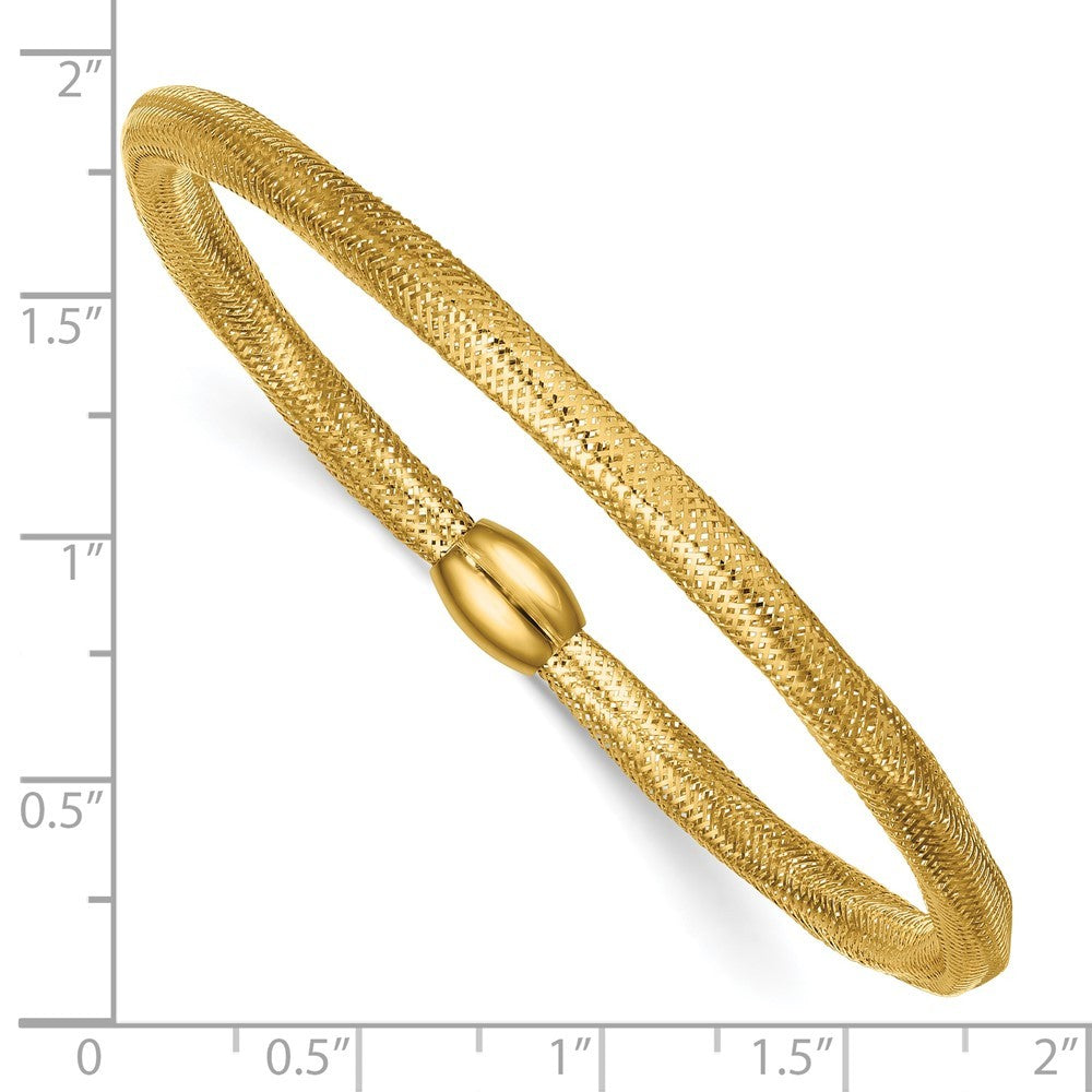 14k Yellow Gold  4.25mm Flexible Wavy Mesh with Bead Slip-on Stretch Bracelet