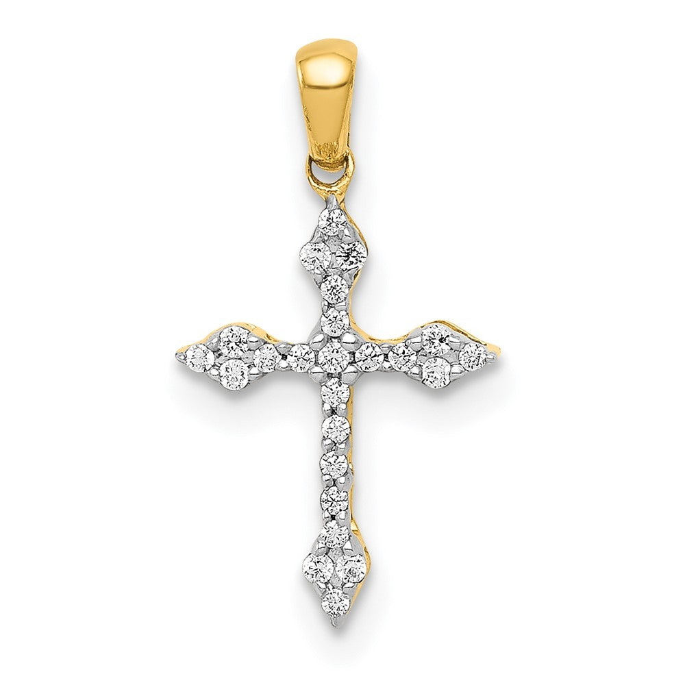 14k Yellow Gold 1/15ct. Diamond Cross Pendant