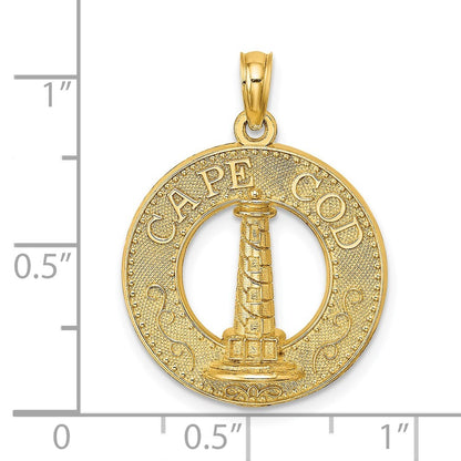 14k Yellow Gold CAPE COD Lighthouse Charm Pendant for Women