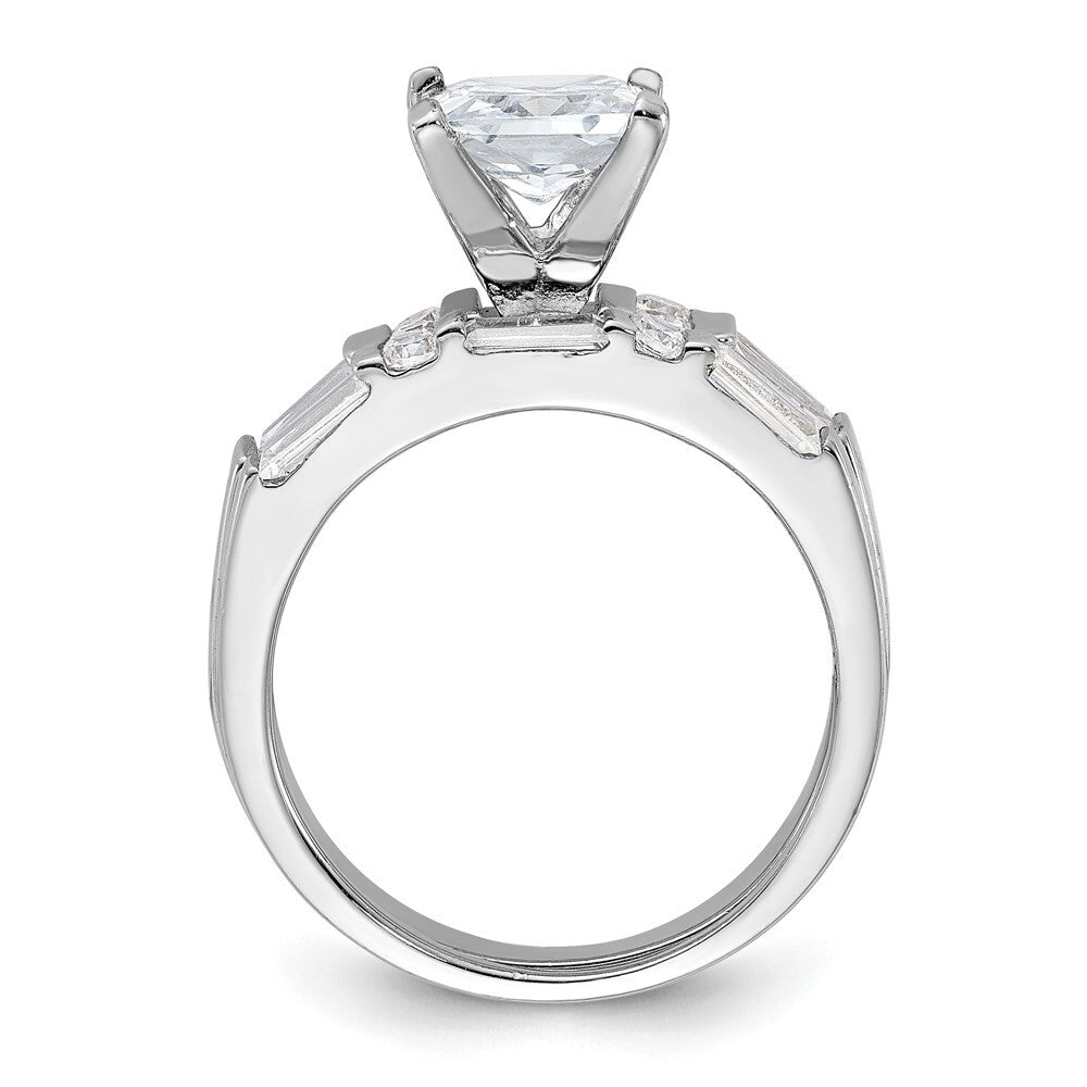 Sterling Silver Cubic Zirconia Engagement Ring Wedding BTwo Piece Set Size 8