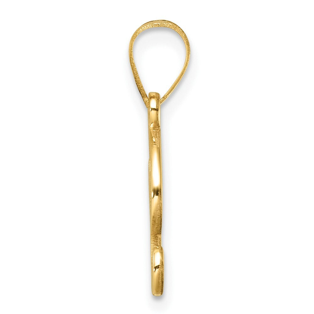 14k Yellow Gold Script Letter I Initial Pendant for Women
