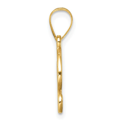 14k Yellow Gold Script Letter I Initial Pendant for Women