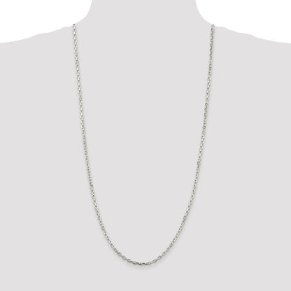Sterling Silver Rhodium-plated 3.25mm Beveled Oval Cable Chain