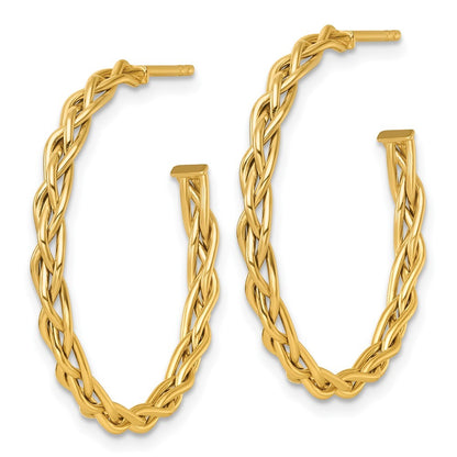 14k Yellow Gold Polished Woven Braid 3 x 29mm C-Hoop Earrings
