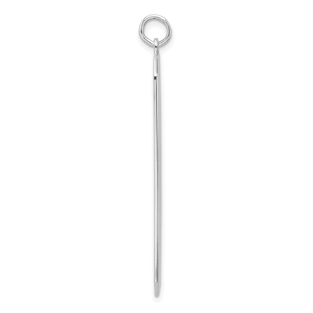 Sterling Silver Rhod-plate Rectangle Polish Front Satin Back Disc Charm