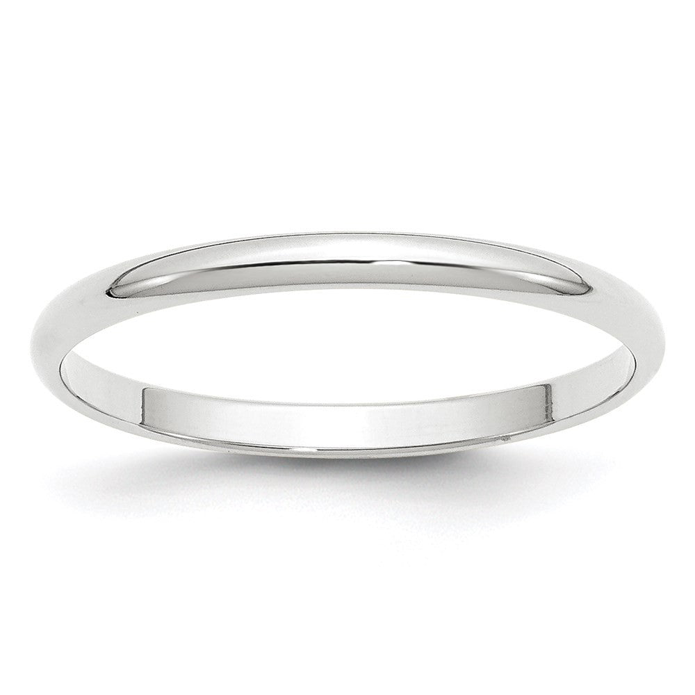 14k White Gold 2mm Lightweight Half Round Wedding Band Ring Size 10.5