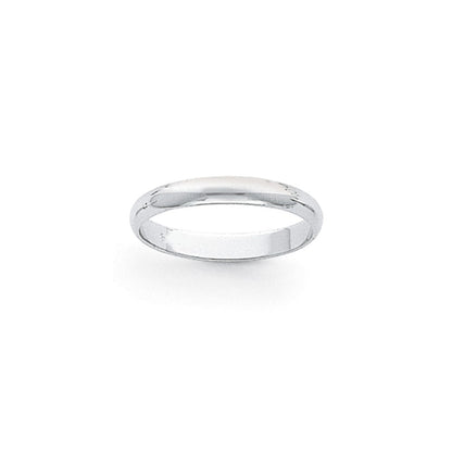 Platinum 3mm Half Round Wedding Band Ring Size 6