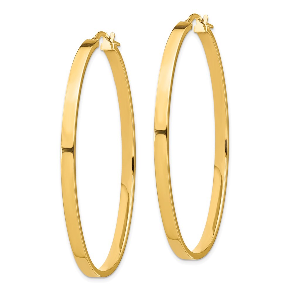 14k Yellow Gold 3mm Polished Large Oval Hoop Earrings