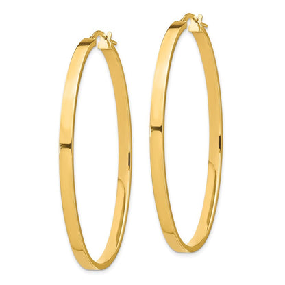 14k Yellow Gold 3mm Polished Large Oval Hoop Earrings