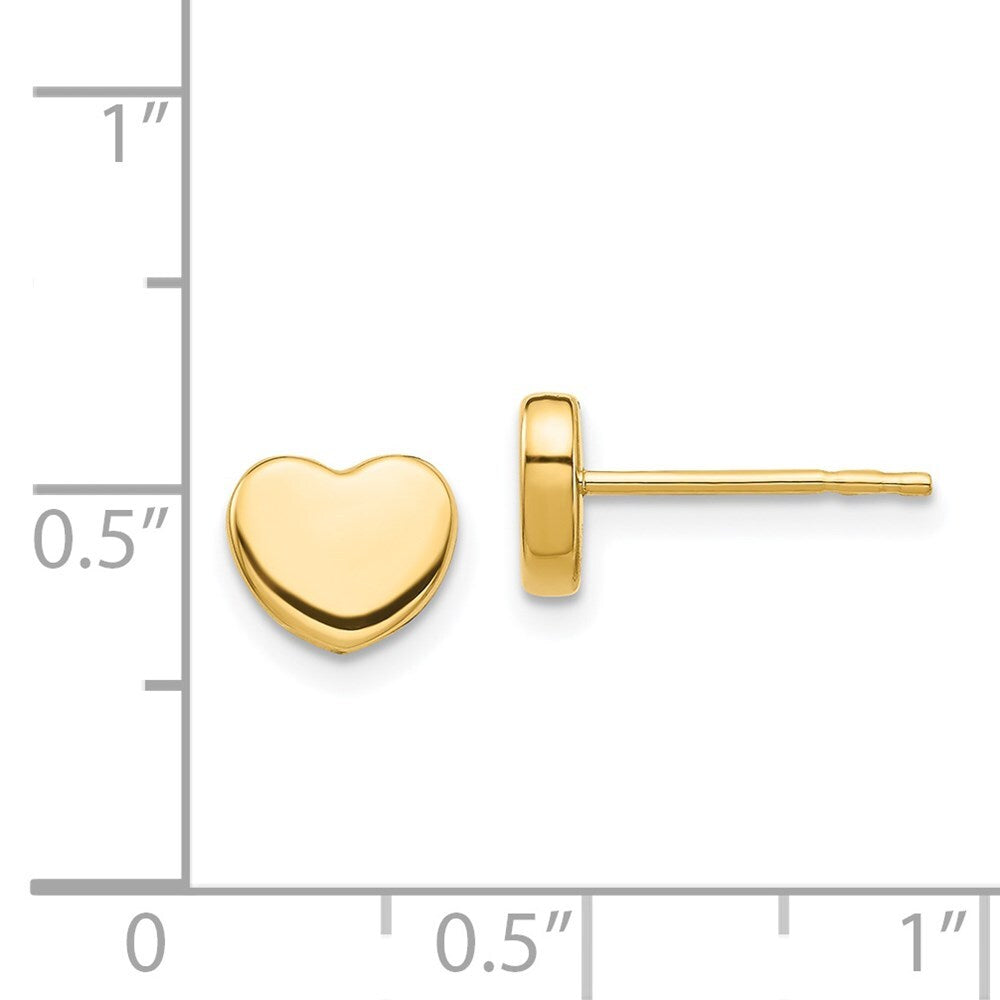 14k Yellow Gold Polished Heart Stud Earrings Gift for Women