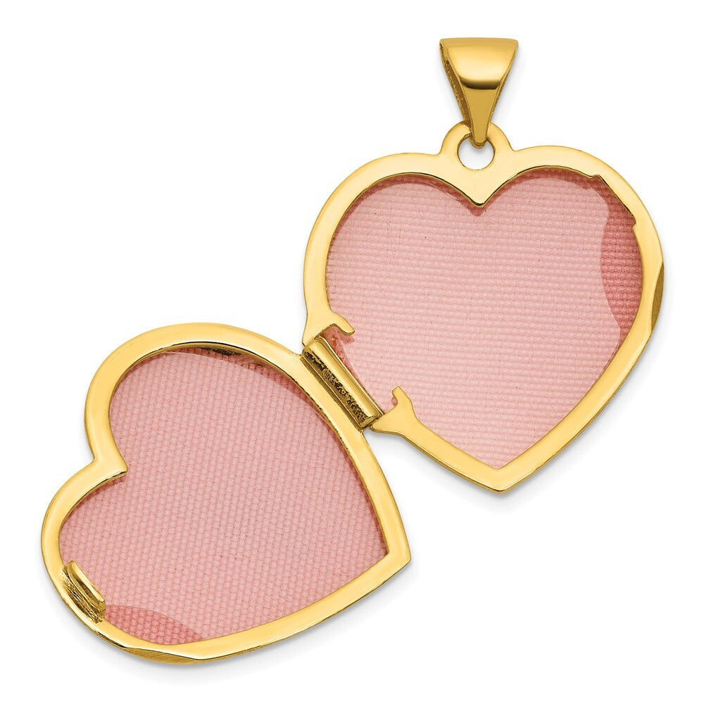 14k Yellow Gold White Rhodium Polished Lab Created Ruby 18mm Heart Locket