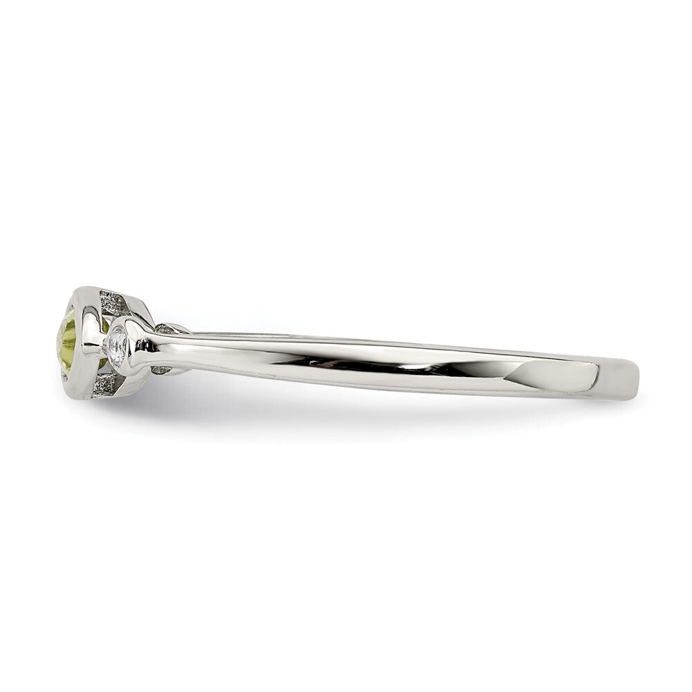 Sterling Silver Rhodium-plated Polished Peridot and White Topaz Ring Size 8