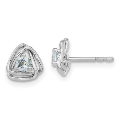 14k White Gold Aquamarine Stud Earrings Gift for Women
