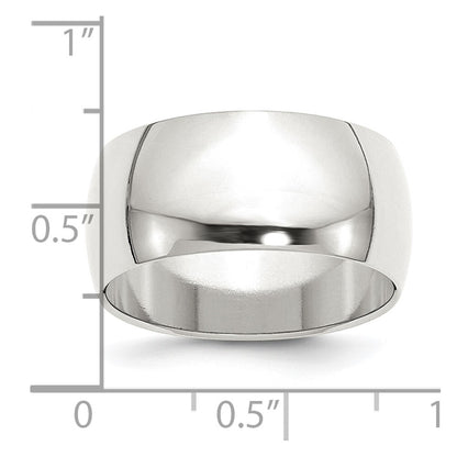 Sterling Silver 10mm Half Round Size 9 Band Ring