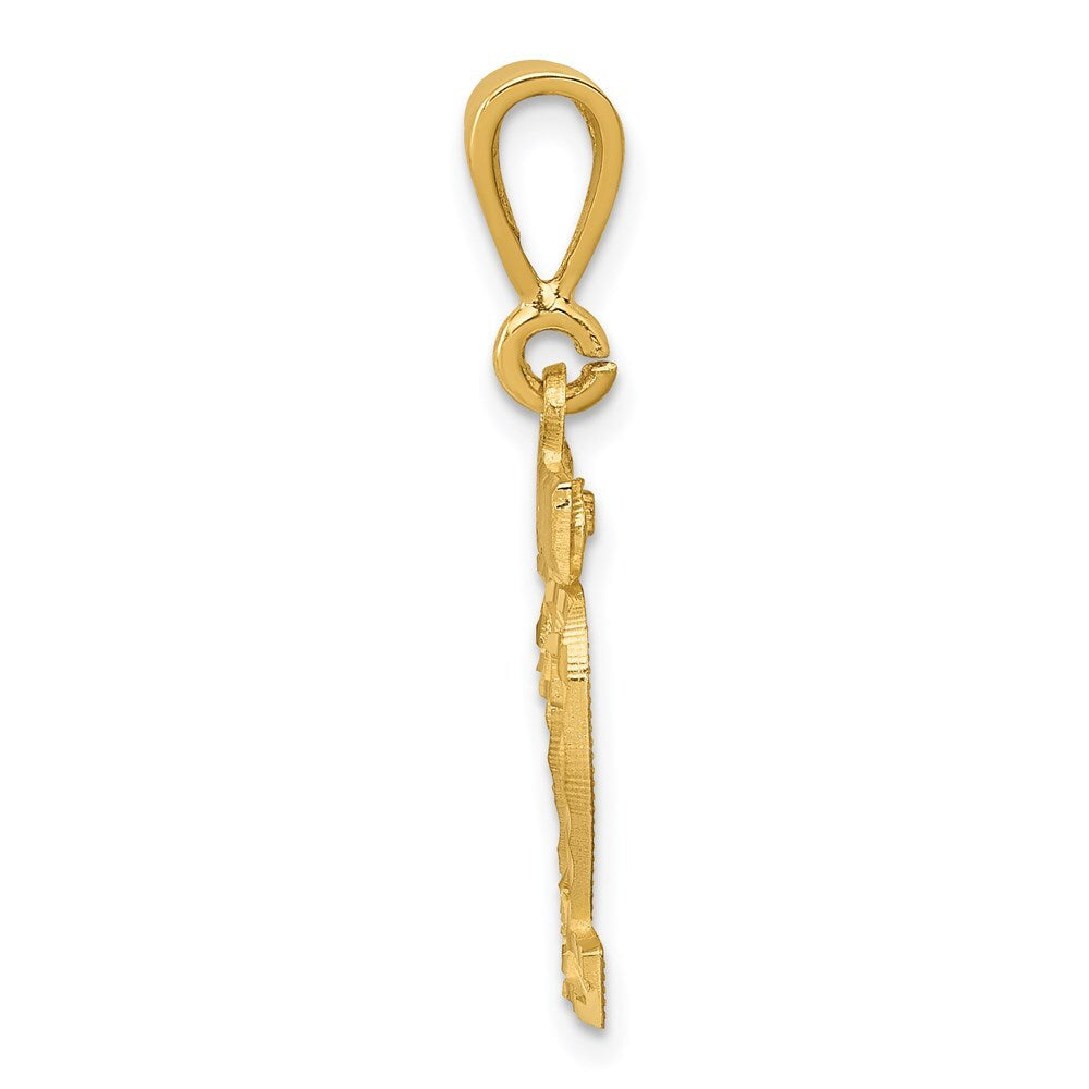 14k Yellow Gold Small Brushed Diamond-cut Number 22 Charm Pendant for Women