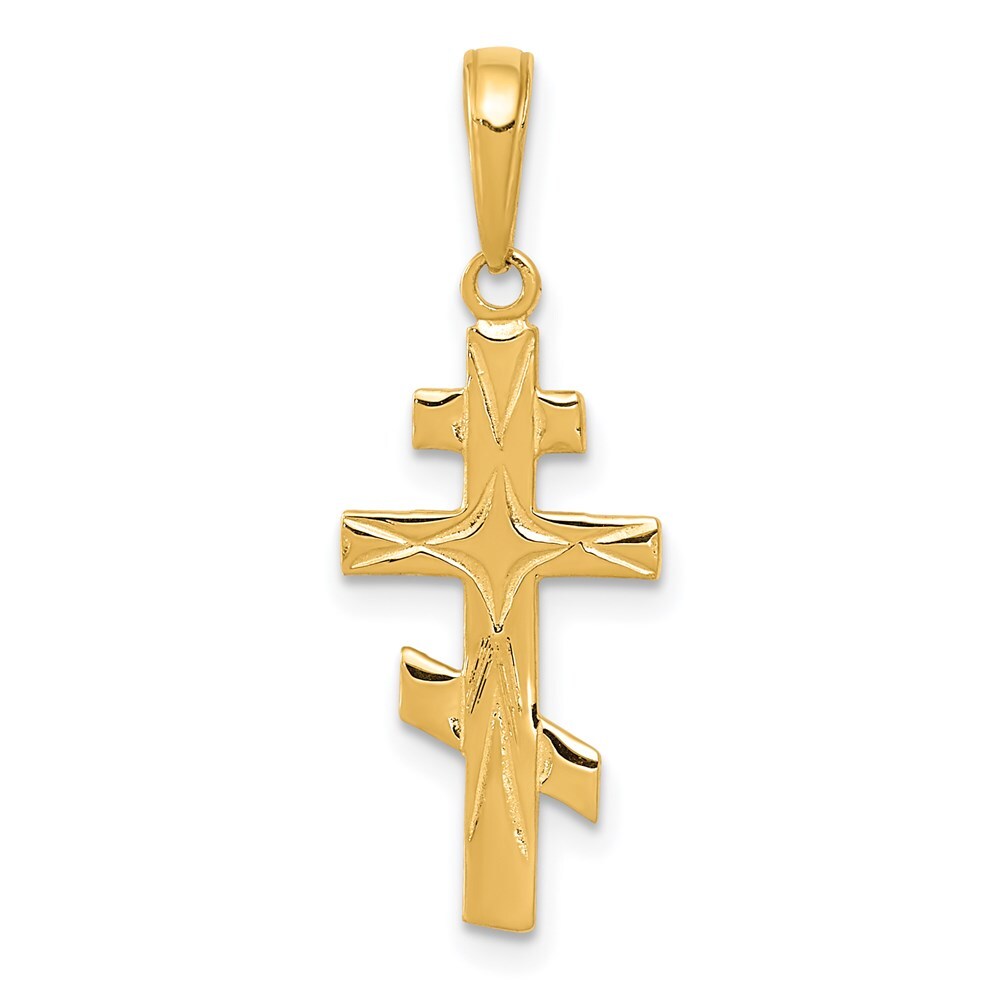 14k Yellow Gold Eastern Orthodox Cross Pendant